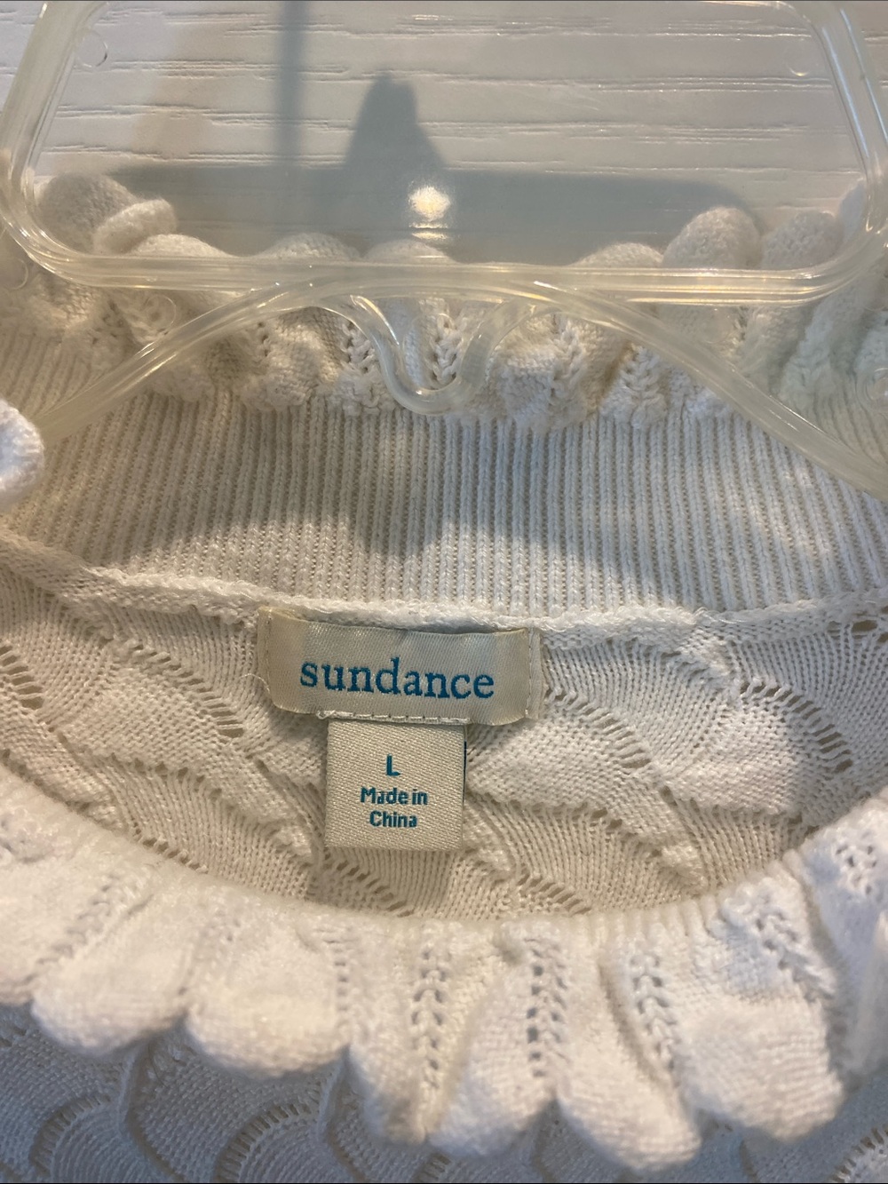 Sundance Cream Scallop-Pattern Ruffle Mock-Neck Sweater - Picture 2 of 5